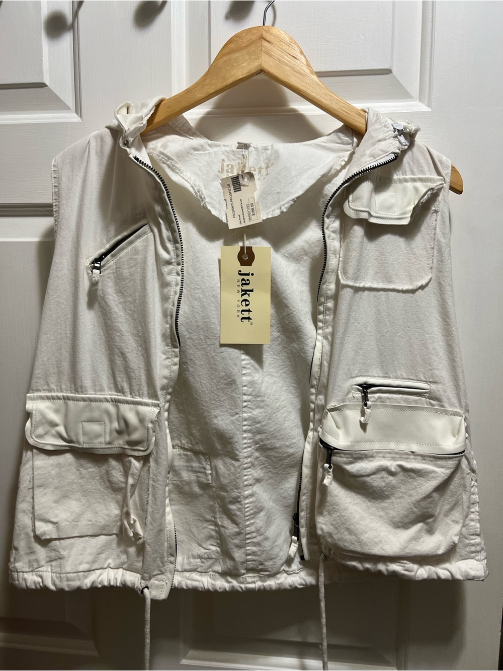 Jakett New York White Cotton Canvas Vest size Small